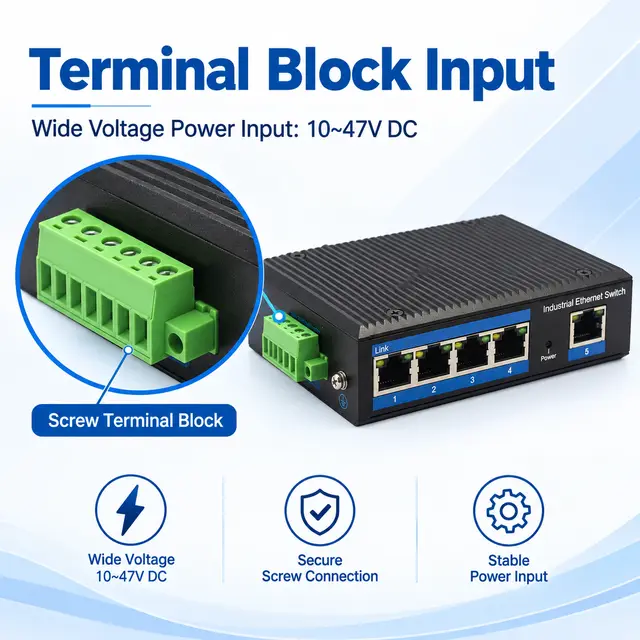 Outdoor Industrial Gigabit Ethernet Switch — 5× RJ45 Port technical drawing 2: dimensions, structure and interfaces