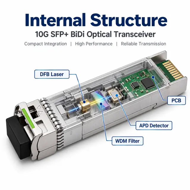 10G SFP+ BiDi BX60 60km 1270/1330nm - Transceiver for Cloud Computing technical drawing 2: dimensions, structure and interfaces