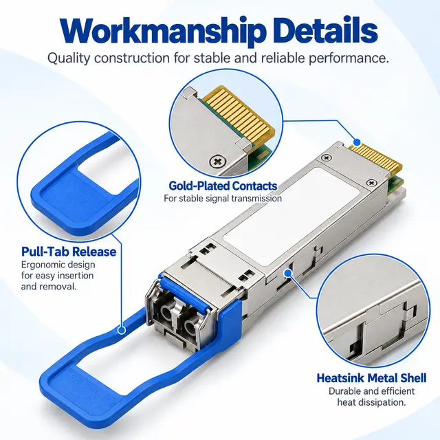 40G QSFP+ LR4 1310nm 10-20km Single-Mode Duplex LC technical drawing 3: dimensions, structure and interfaces