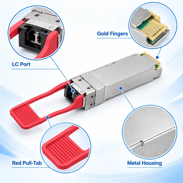 100G BiDi QSFP28 LR1/ER1 10-40km LC Single-Fiber Optical technical drawing 3: dimensions, structure and interfaces