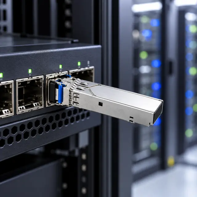 1.25G BiDi Single-Fiber SFP Transceiver 1310nm/1550nm 20km — In a host switch 2