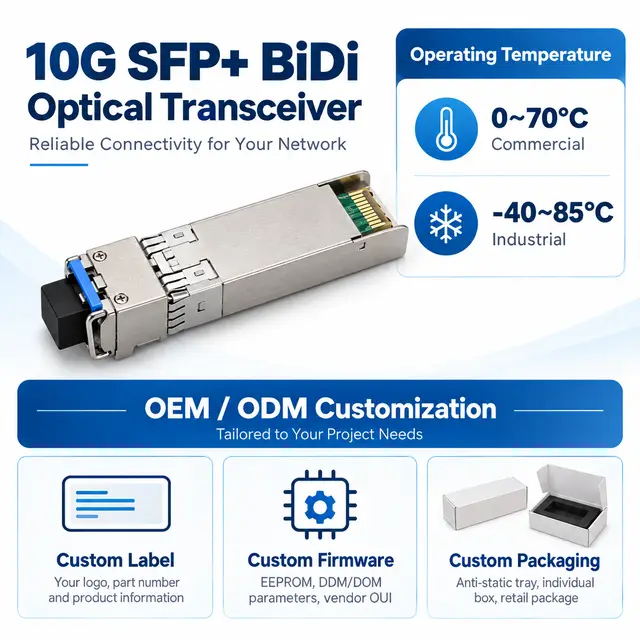 10G SFP+ BiDi BX100 100km 1490/1550nm - Carrier-Grade Transceiver technical drawing 4: dimensions, structure and interfaces