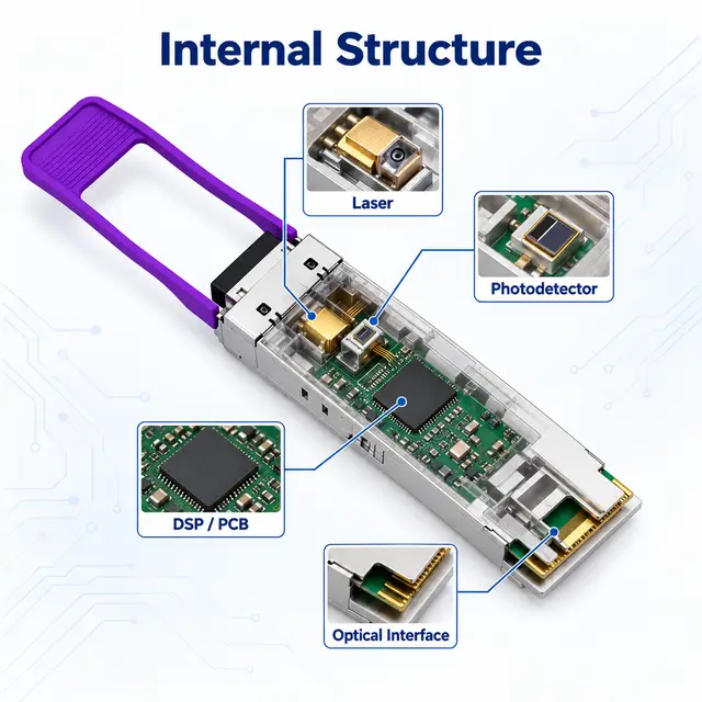 100GBASE-BX10 QSFP28 BiDi 1271/1331nm 10km Simplex LC SMF technical drawing 2: dimensions, structure and interfaces