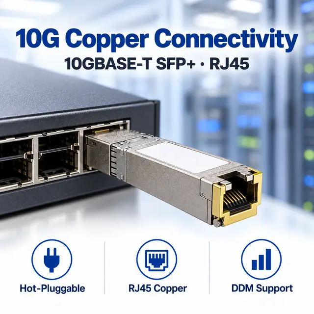 10G SFP+ Copper RJ45 10GBASE-T 30-100m - t7 Transceiver with DDM — In a host switch 2