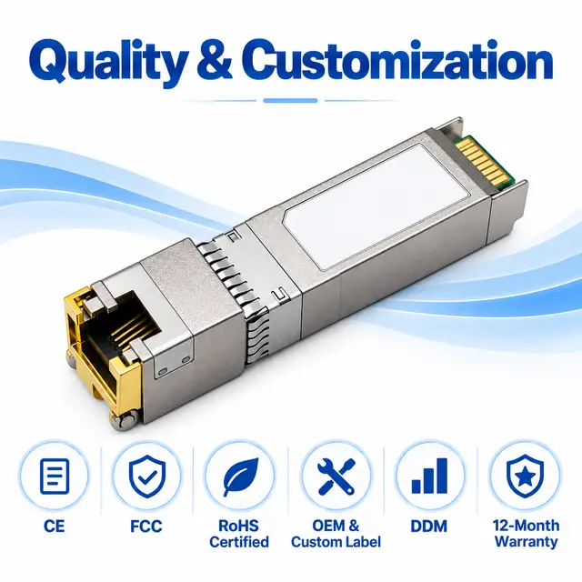 10G SFP+ Copper RJ45 10GBASE-T 30-100m - t7 Transceiver with DDM technical drawing 4: dimensions, structure and interfaces