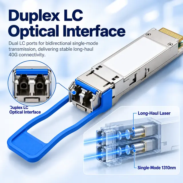 40G QSFP+ ZR 1310nm 80km Single-Mode Duplex LC Long-Haul technical drawing 2: dimensions, structure and interfaces