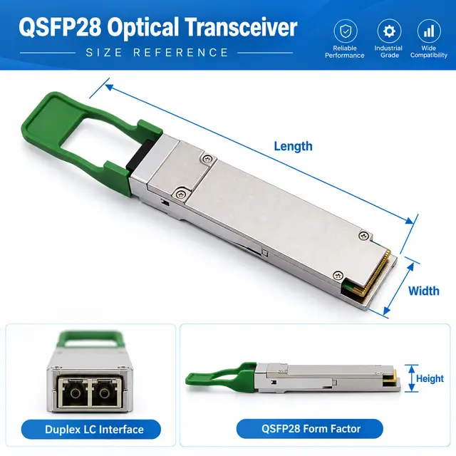 100GBASE-CWDM4 QSFP28 1310nm 2-10km Duplex LC SMF DOM technical drawing 1: dimensions, structure and interfaces