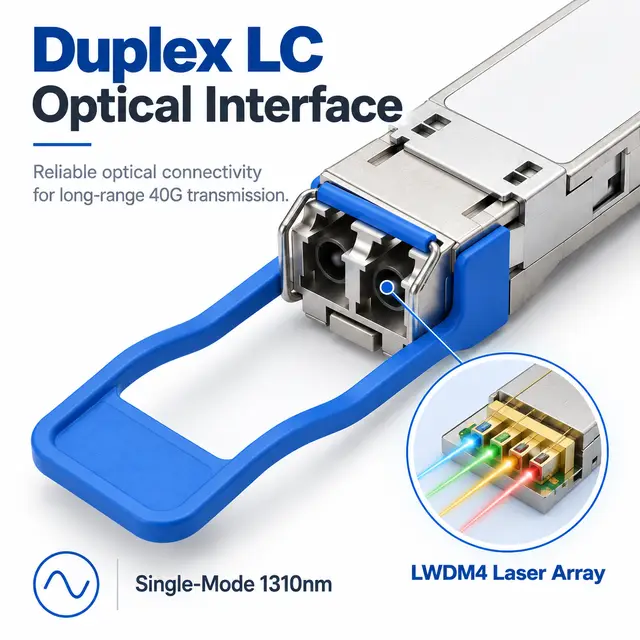 40G QSFP+ Optical Transceivers SR4 / LR4 / PSM4 / ER4 technical drawing 2: dimensions, structure and interfaces