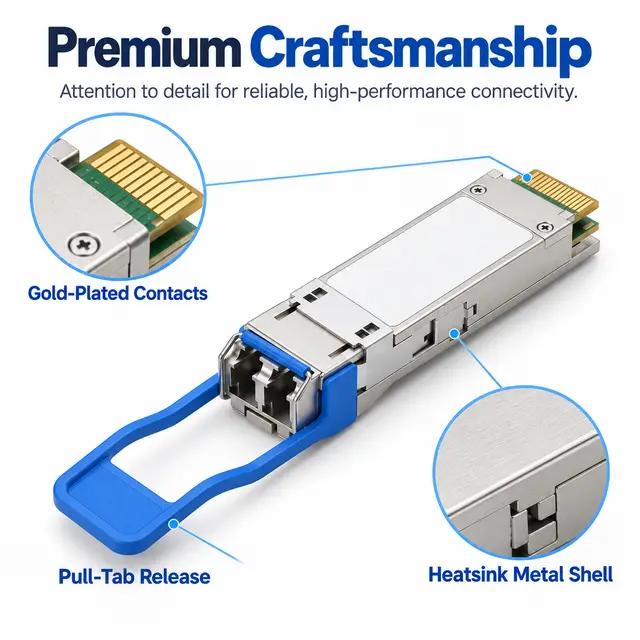 40G QSFP+ Optical Transceivers SR4 / LR4 / PSM4 / ER4 technical drawing 3: dimensions, structure and interfaces