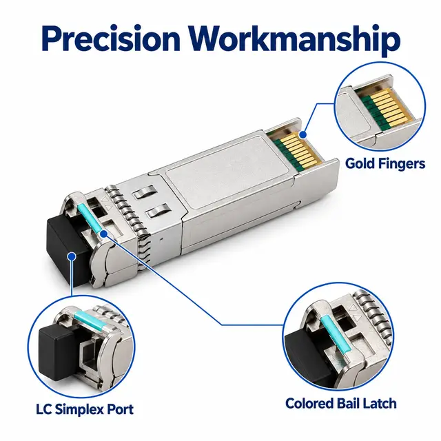 10G SFP+ BiDi BX80 80km 1490/1550nm - Long-Distance Transceiver for FTTX technical drawing 3: dimensions, structure and interfaces