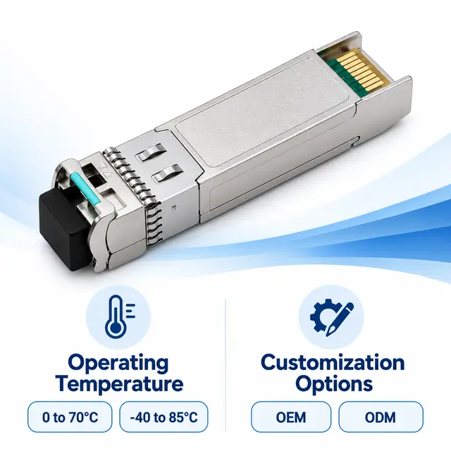 10G SFP+ BiDi BX80 80km 1490/1550nm - Long-Distance Transceiver for FTTX technical drawing 4: dimensions, structure and interfaces
