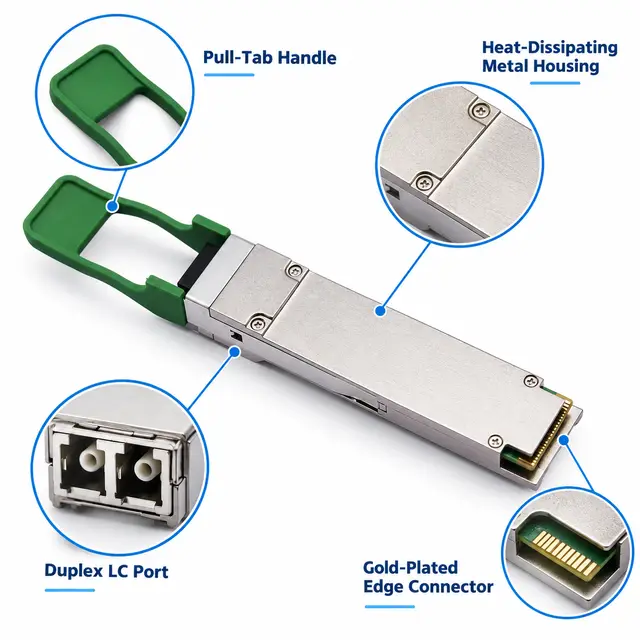 100G QSFP28 CWDM4-S 1310nm 2km Duplex LC SMF Optical technical drawing 3: dimensions, structure and interfaces