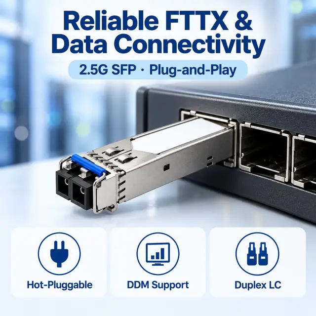 SFP-2.5G-LX20-SM1310 2.5G Single-Mode 1310nm 20km Duplex — In a host switch 2
