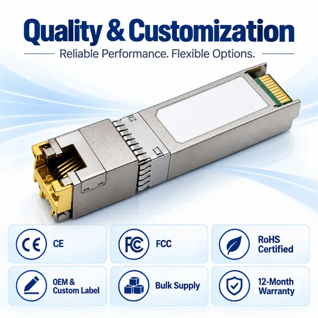 Affordable 10G SFP+ Copper RJ45 10GBASE-T 100m technical drawing 4: dimensions, structure and interfaces