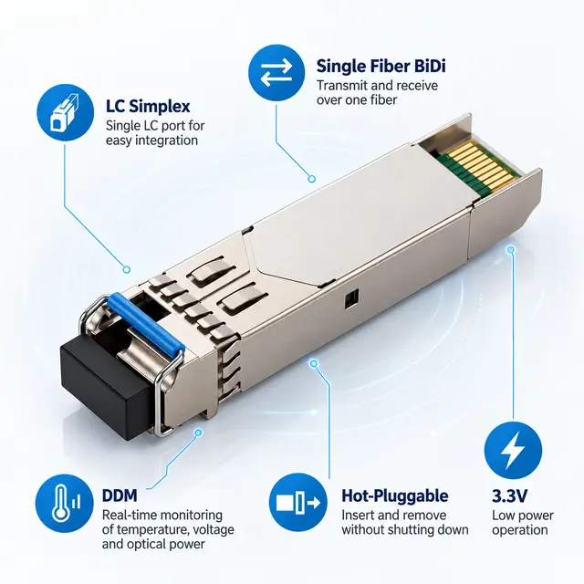 1.25G BiDi SFP 1310nm/1490nm 60km LC DDM Single-Fiber — Application view 5