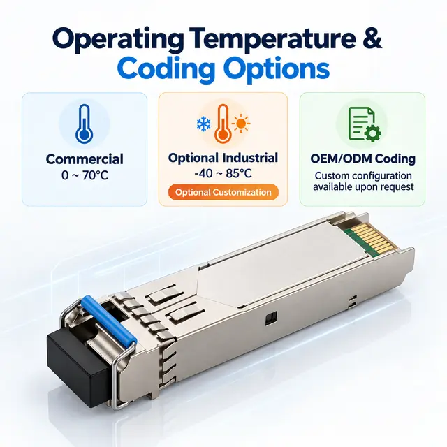 1.25G BiDi SFP 1310nm/1490nm 60km LC DDM Single-Fiber technical drawing 4: dimensions, structure and interfaces