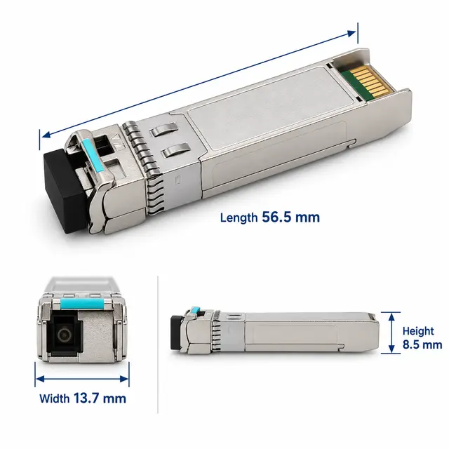 10G SFP+ BiDi BX20 20km - MSA-Compliant Transceiver for Metro technical drawing 1: dimensions, structure and interfaces