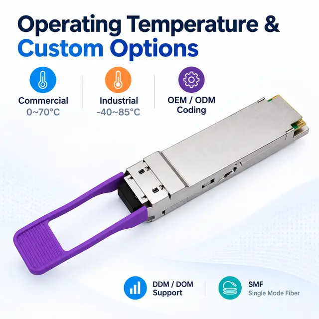 100G BiDi QSFP28 Single-Fiber Transceiver 1270/1330nm LC technical drawing 4: dimensions, structure and interfaces