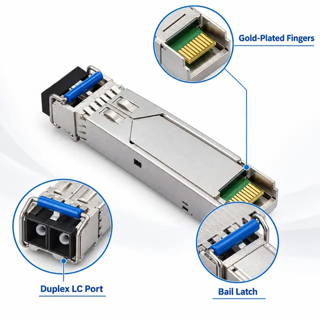 100% Compatible 1.25G SFP Module SM 1310nm 20km Duplex LC technical drawing 3: dimensions, structure and interfaces