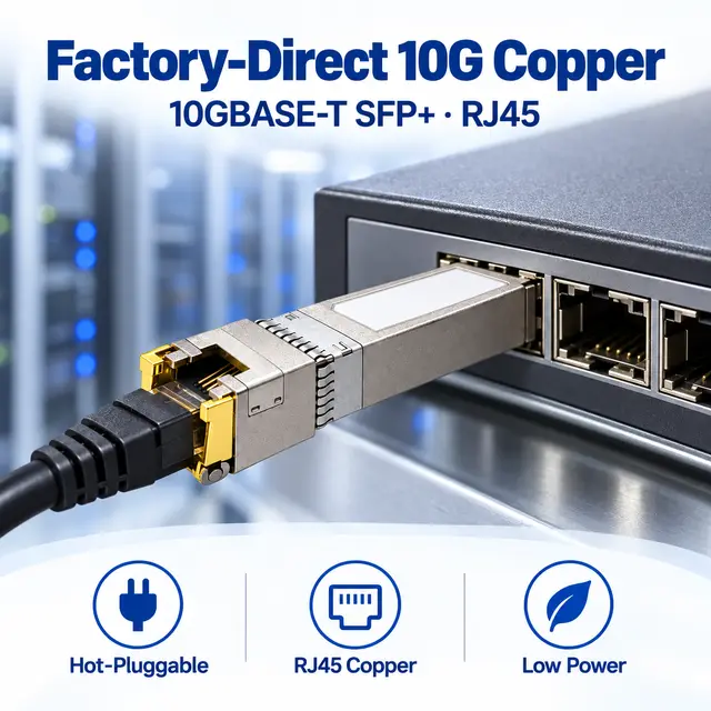 Factory-Direct 10G SFP+ Copper RJ45 10GBASE-T 100m — In a host switch 2