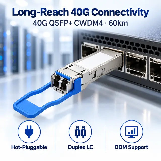 40G QSFP+ CWDM4 1310nm 60km Single-Mode Duplex LC — In a host switch 2