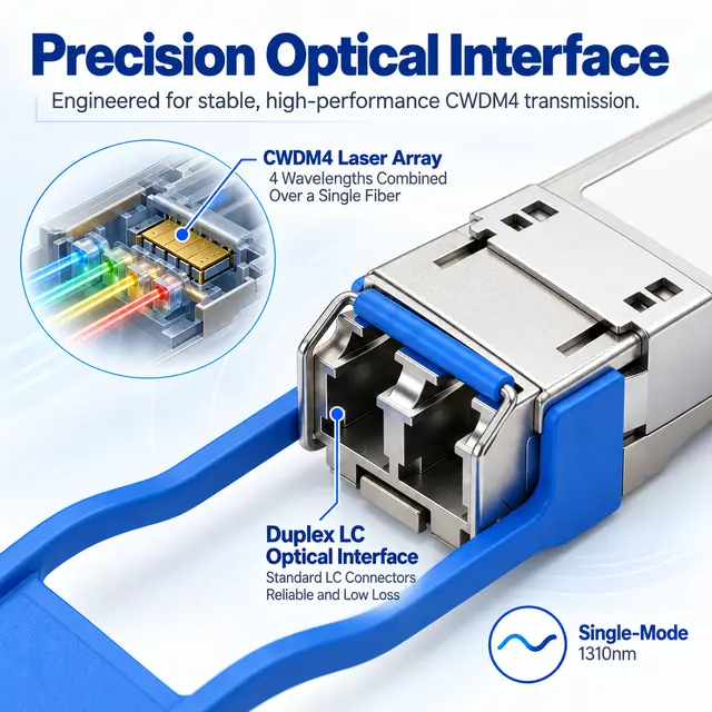 40G QSFP+ CWDM4 1310nm 60km Single-Mode Duplex LC technical drawing 2: dimensions, structure and interfaces
