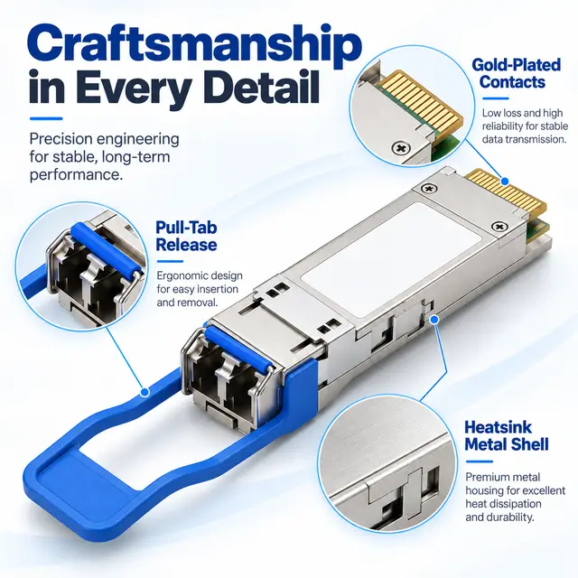 40G QSFP+ CWDM4 1310nm 60km Single-Mode Duplex LC technical drawing 3: dimensions, structure and interfaces