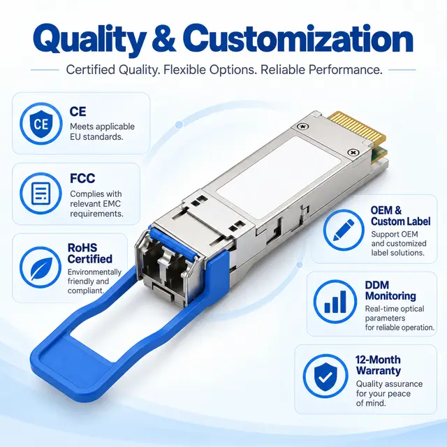 40G QSFP+ CWDM4 1310nm 60km Single-Mode Duplex LC technical drawing 4: dimensions, structure and interfaces