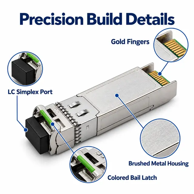 10G SFP+ BiDi BX60 60km 1270/1330nm - Transceiver for Optical Transport technical drawing 3: dimensions, structure and interfaces