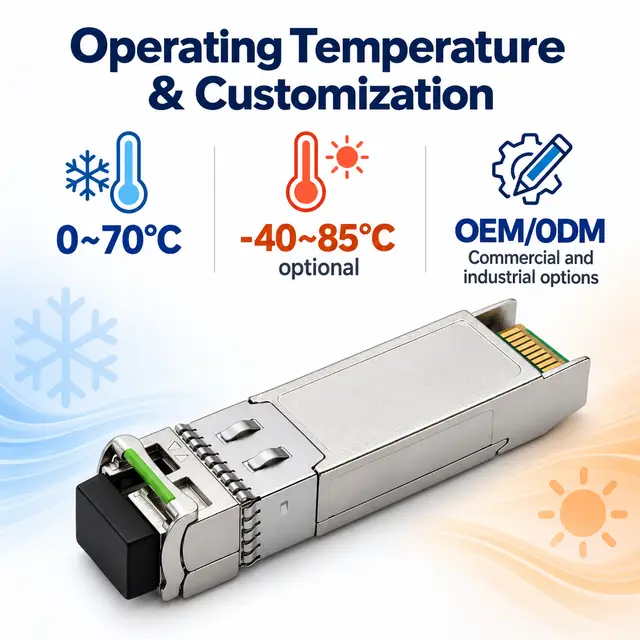10G SFP+ BiDi BX60 60km 1270/1330nm - Transceiver for Optical Transport technical drawing 4: dimensions, structure and interfaces