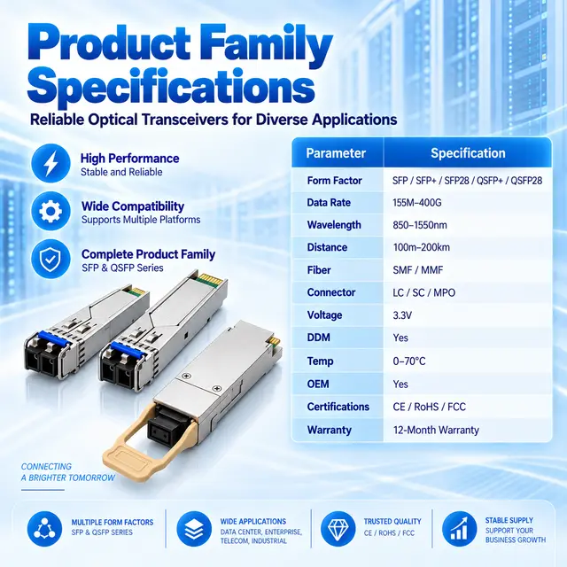Optical Transceiver Module Series — SFP / SFP+ / SFP28 technical drawing 4: dimensions, structure and interfaces
