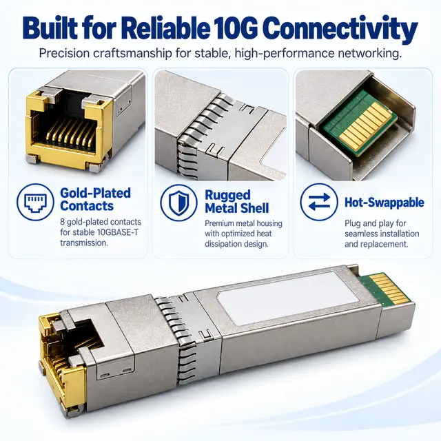 SFP+ 10GBASE-T Copper RJ45 30/80/100m Cat6a technical drawing 3: dimensions, structure and interfaces
