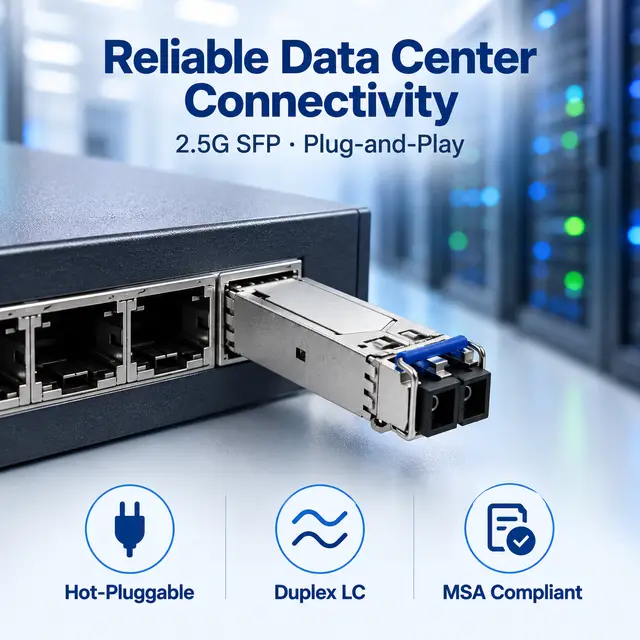 2.5G SFP-2.5G-LX20 Single-Mode 1310nm 20km Duplex LC — In a host switch 2