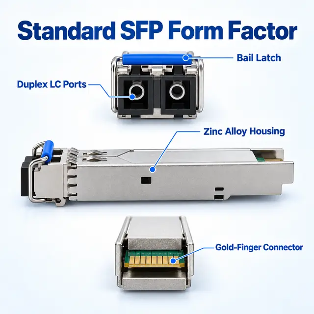 2.5G SFP-2.5G-LX20 Single-Mode 1310nm 20km Duplex LC technical drawing 1: dimensions, structure and interfaces