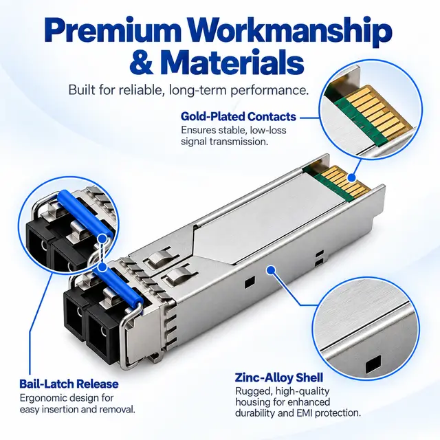 2.5G SFP-2.5G-LX20 Single-Mode 1310nm 20km Duplex LC technical drawing 3: dimensions, structure and interfaces