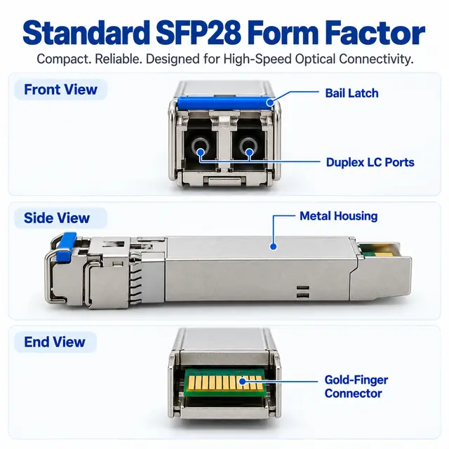 25GBASE-SR SFP28 850nm 100m VCSEL Multimode Duplex LC technical drawing 1: dimensions, structure and interfaces