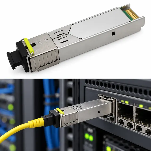 155M SFP BiDi Single-Mode Transceiver 1310/1550nm 20km SC — In a host switch 2