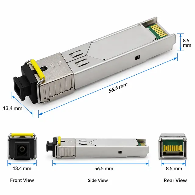 155M SFP BiDi Single-Mode Transceiver 1310/1550nm 20km SC technical drawing 1: dimensions, structure and interfaces