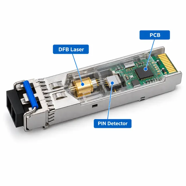 1.25G SFP Transceiver Module 1310nm 10/20km Duplex LC DDM technical drawing 2: dimensions, structure and interfaces
