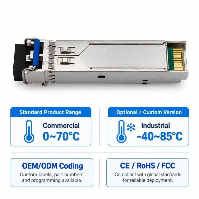 1.25G SFP Transceiver Module 1310nm 10/20km Duplex LC DDM technical drawing 4: dimensions, structure and interfaces