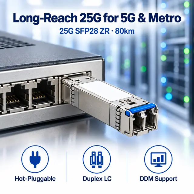 25G SFP28 ZR 1310nm 80km Single-Mode Duplex LC Long-Reach — In a host switch 2
