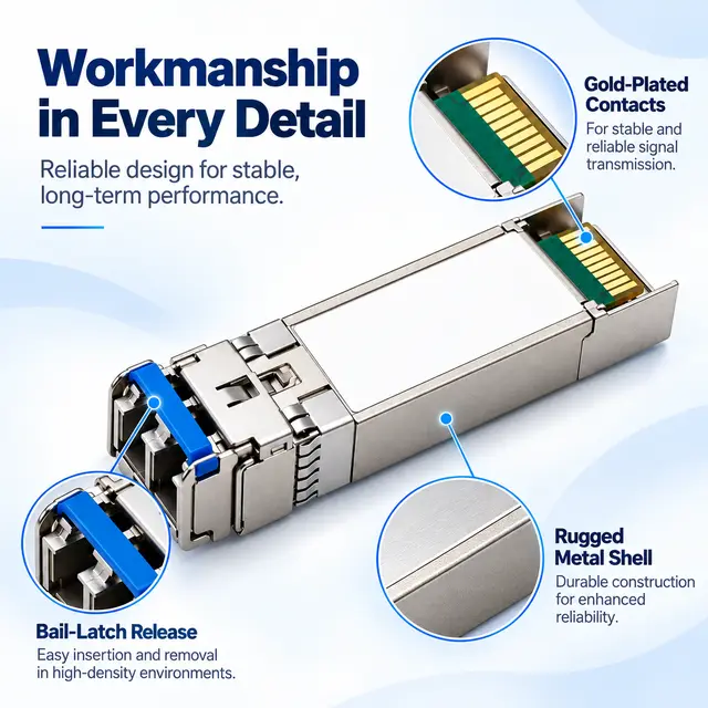 25G SFP28 ZR 1310nm 80km Single-Mode Duplex LC Long-Reach technical drawing 3: dimensions, structure and interfaces