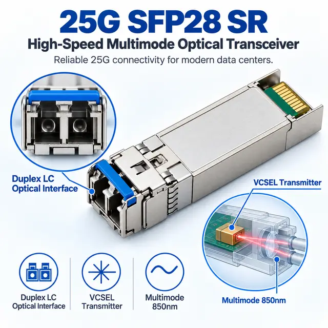 25G SFP28 SR 850nm 100m Multimode Duplex LC Optical - 850 nm technical drawing 2: dimensions, structure and interfaces