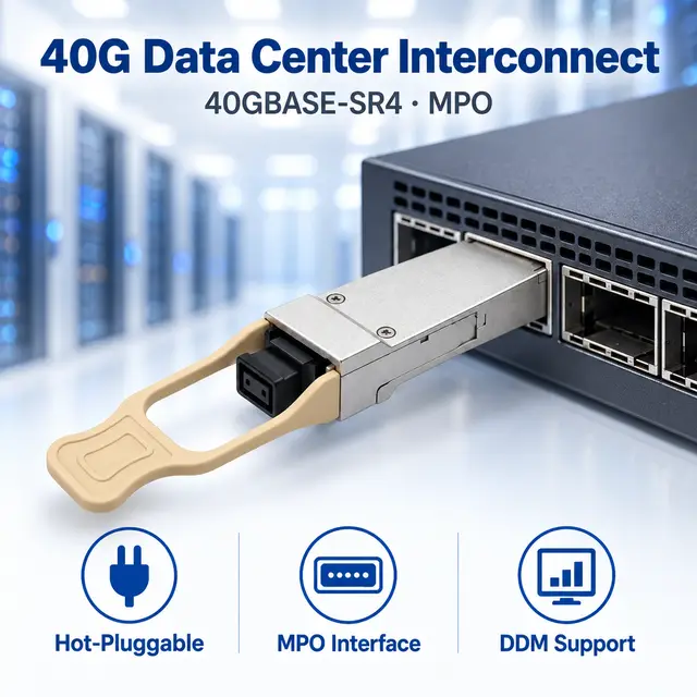 40GBASE-SR4 QSFP+ 850nm 100-150m Multimode MPO Transceiver - 850 nm — In a host switch 2