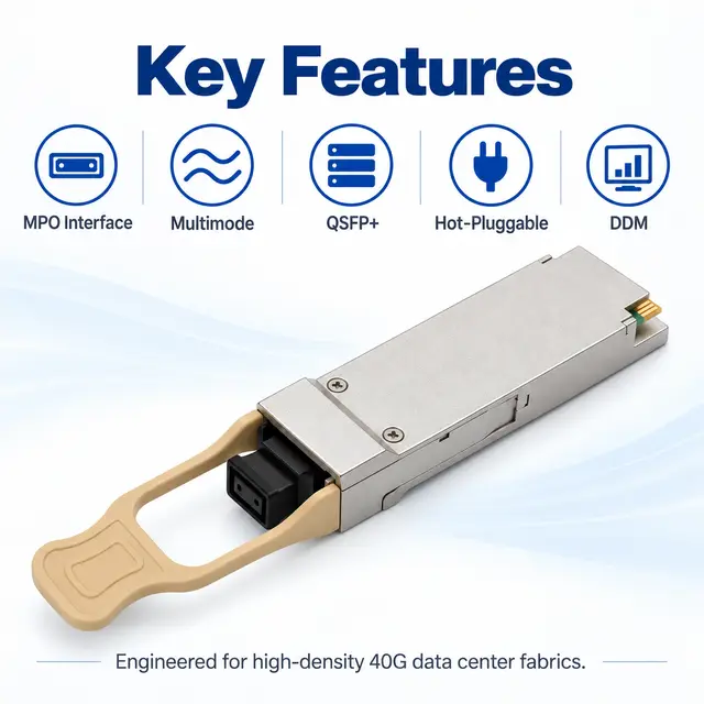 40GBASE-SR4 QSFP+ 850nm 100-150m Multimode MPO Transceiver - 850 nm — Application view 5