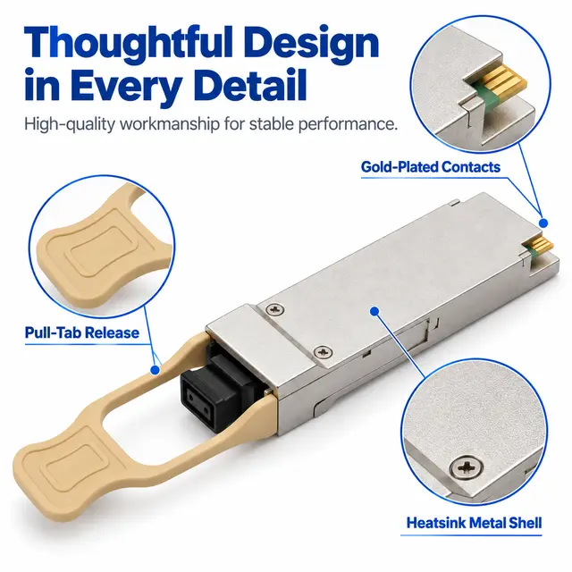 40GBASE-SR4 QSFP+ 850nm 100-150m Multimode MPO Transceiver - 850 nm technical drawing 3: dimensions, structure and interfaces