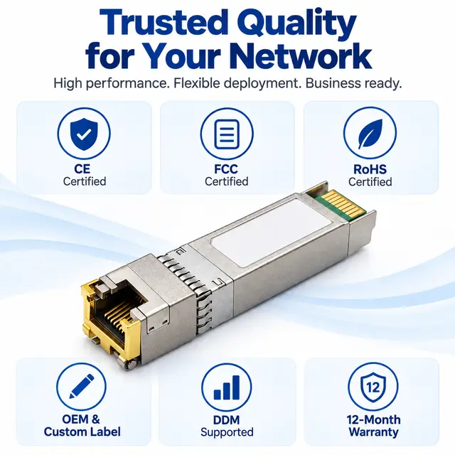 10G SFP+ Copper RJ45 10GBASE-T 100m Multi-Rate technical drawing 1: dimensions, structure and interfaces