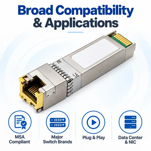 10G SFP+ Copper RJ45 10GBASE-T 100m Multi-Rate technical drawing 4: dimensions, structure and interfaces