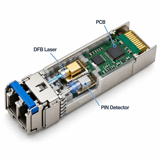 10G SFP+ LRM 1310nm 220m Multimode Duplex LC Optical technical drawing 2: dimensions, structure and interfaces
