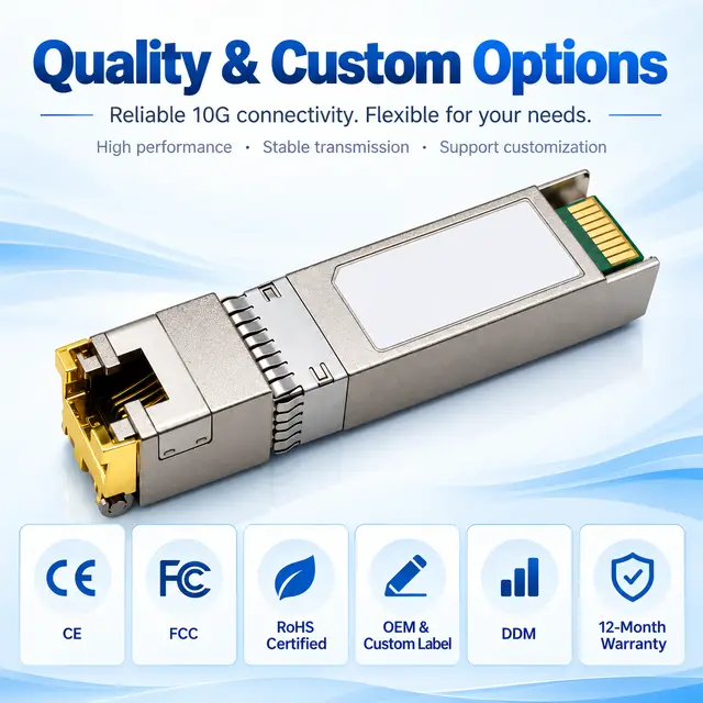 Drop-in 10G SFP+ Copper RJ45 10GBASE-T 100m technical drawing 4: dimensions, structure and interfaces